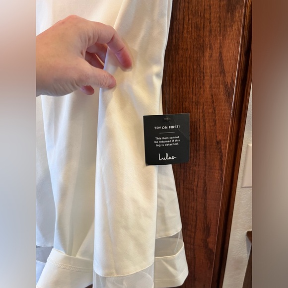 Lulus Sheer Factor White Mesh Skater Dress women’s size M NWT sold out online - Picture 8 of 11
